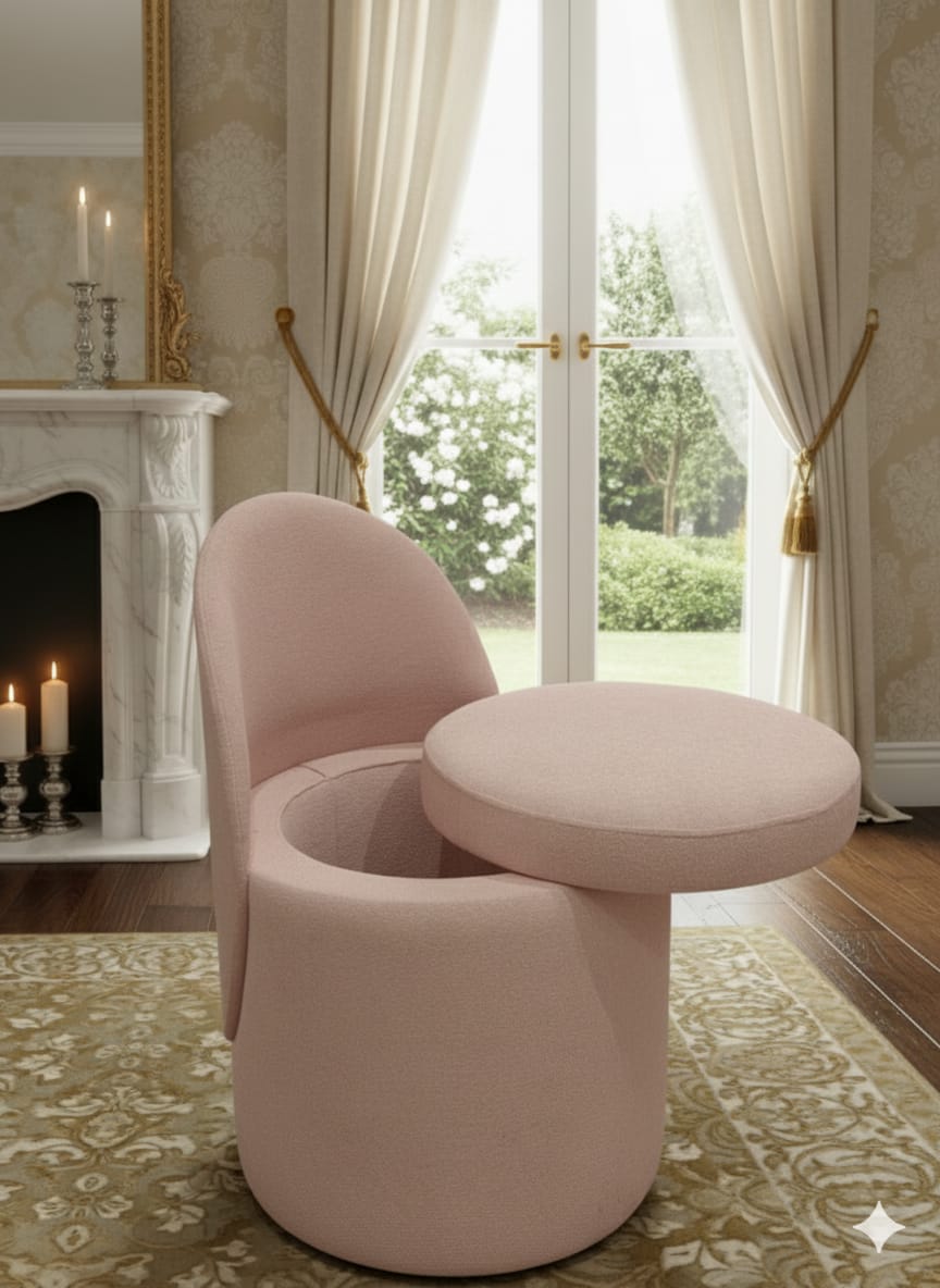 Light Pink Storage Seating Stool Light Pink Storage Seating Stool - Image 1